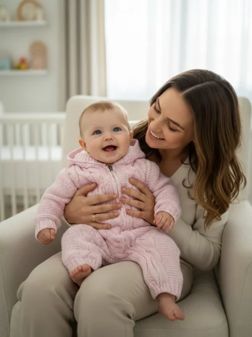 Kombinezon z suwakiem „Miś” – ciepły kombinezon niemowlęcy z uszkami