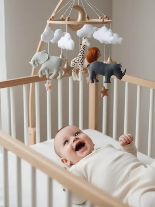 Karuzela do łóżeczka niemowlęcego – drewniany mobil do pokoju dziecka