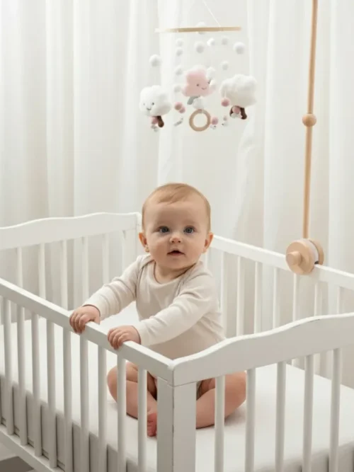 Wspornik do łóżeczka + pozytywka – uchwyt do karuzeli dziecięcej z mechanizmem melodyjnym