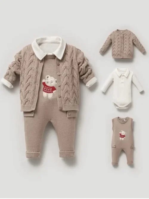 Komplet niemowlęcy 3-częściowy z misiem